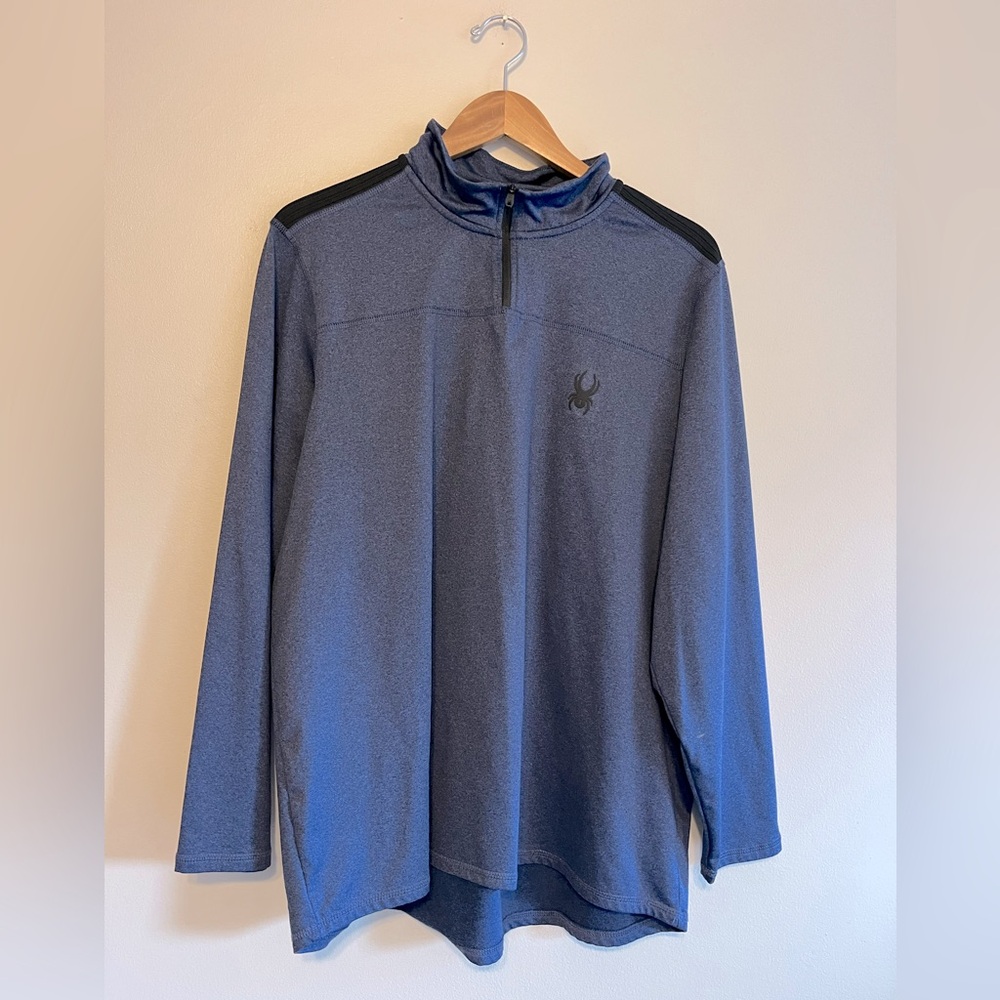 Spyder Quarter Zip Active Men's Blue & Black Lightweight 1/4 Zip Pullover XL